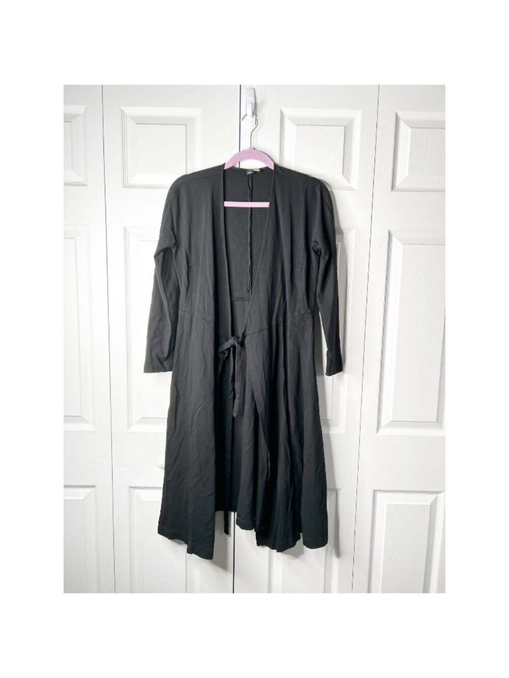 Seventy Black Long Sleeve Wrap Knee Length Dress Women's Size Medium M**